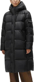 Long Hooded Insulated Puffer Jacket – Black XL