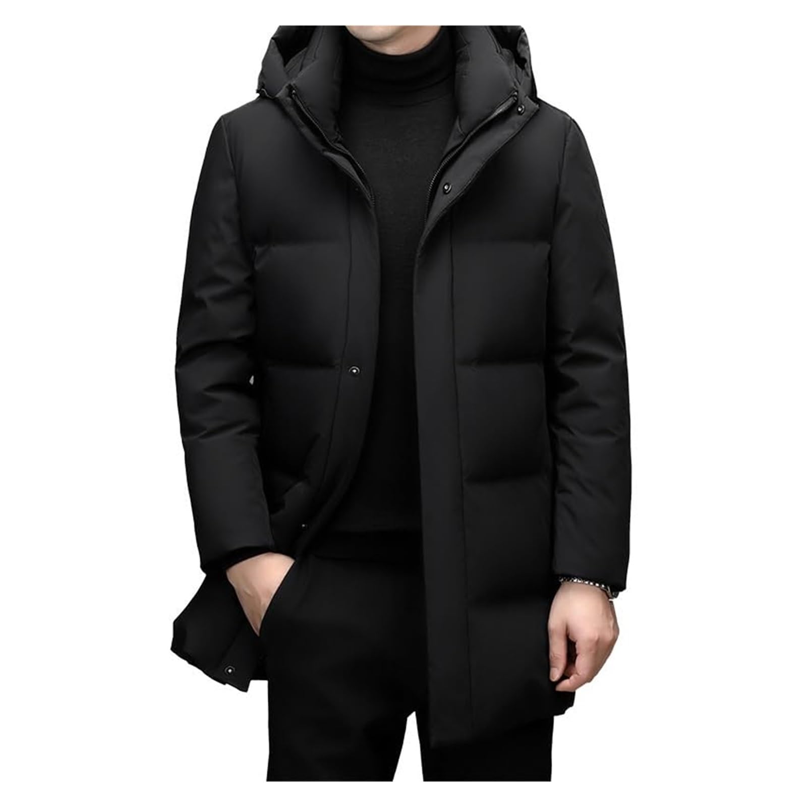 Quilted Down Parka Jacket – Black L