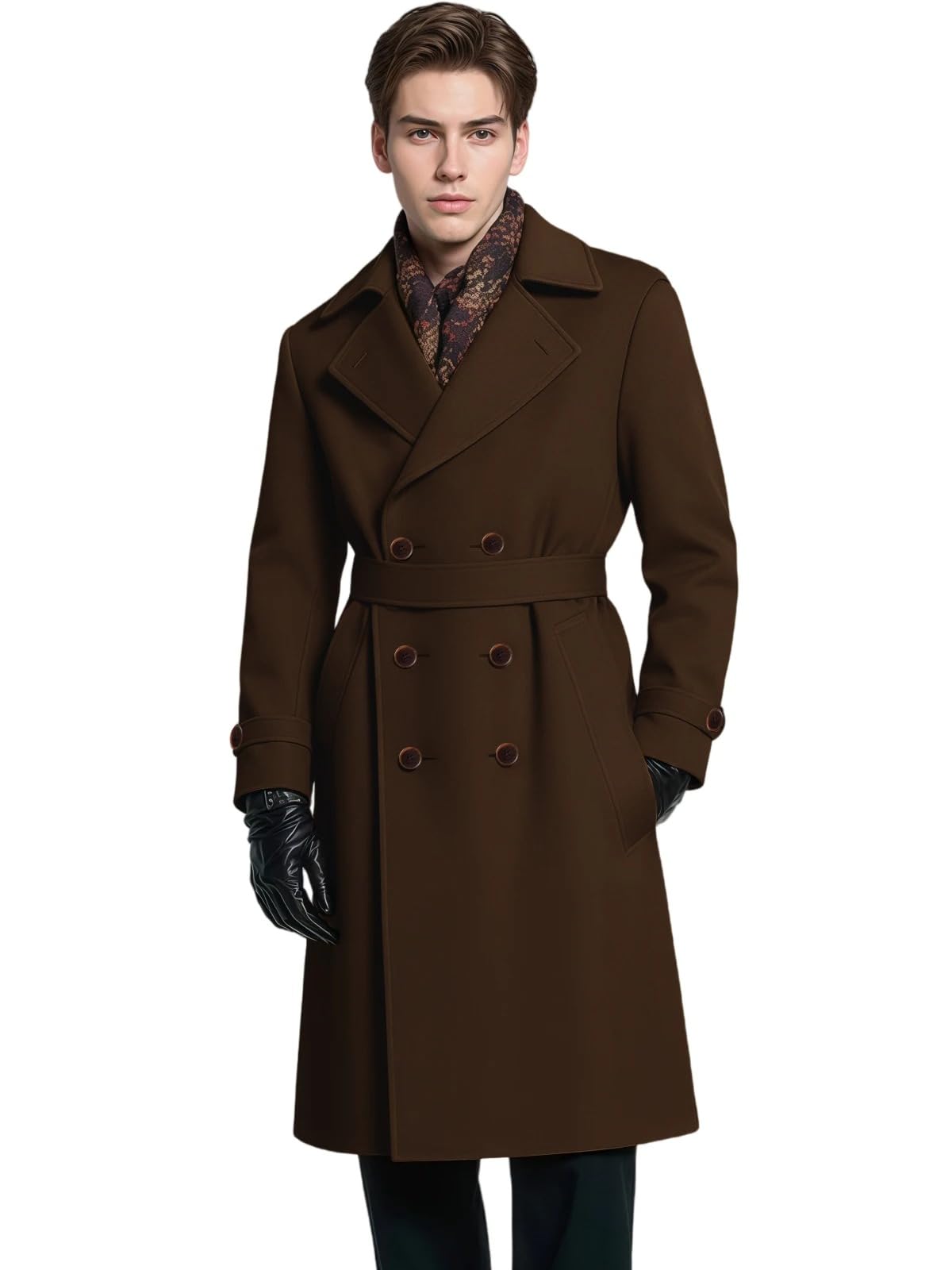 Wool Double-Breasted Long Coat – XS