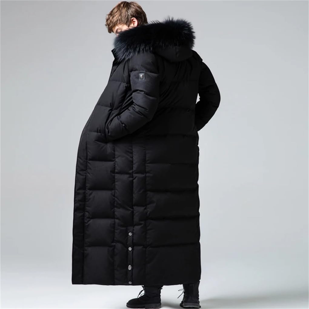 Long Hooded Down Puffer Coat – Black 4XL