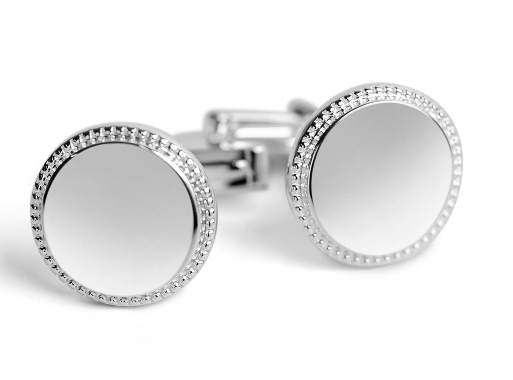 Sterling Silver Beaded Edge Cufflinks