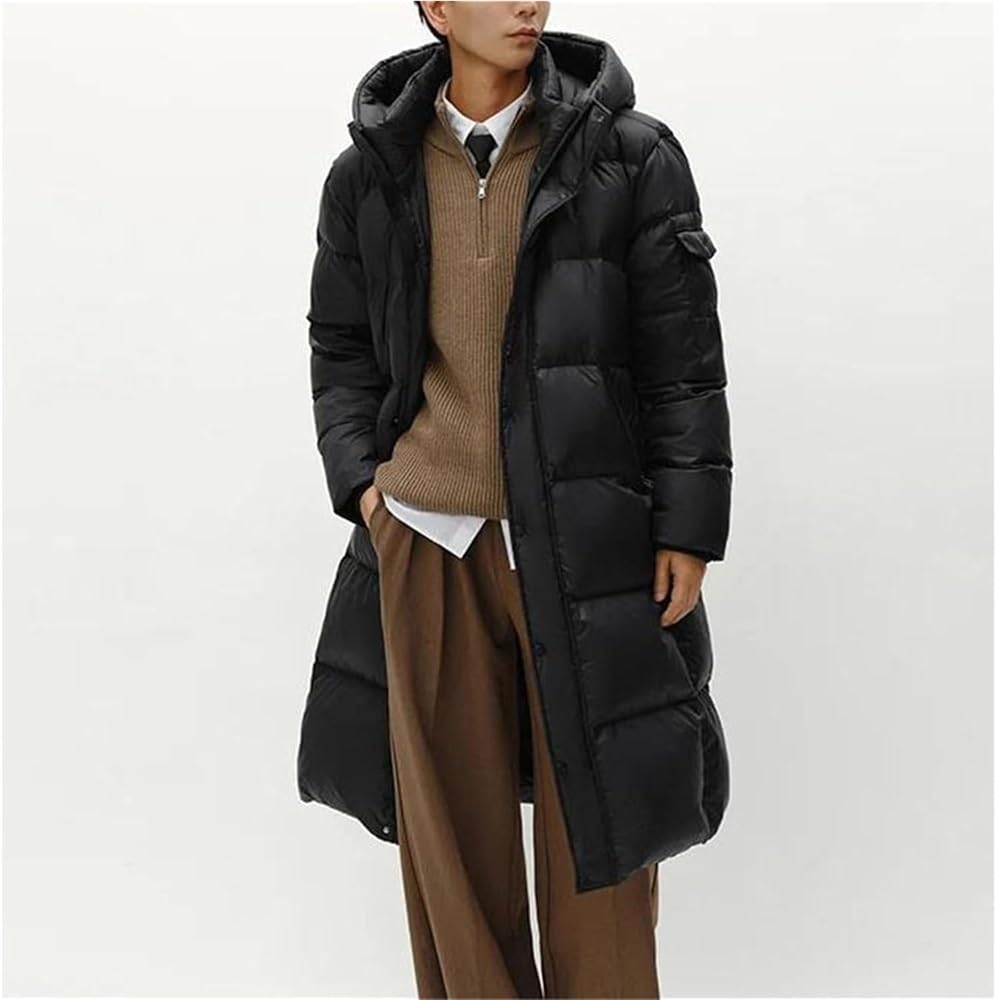 Long Hooded Insulated Puffer Jacket – Black XL