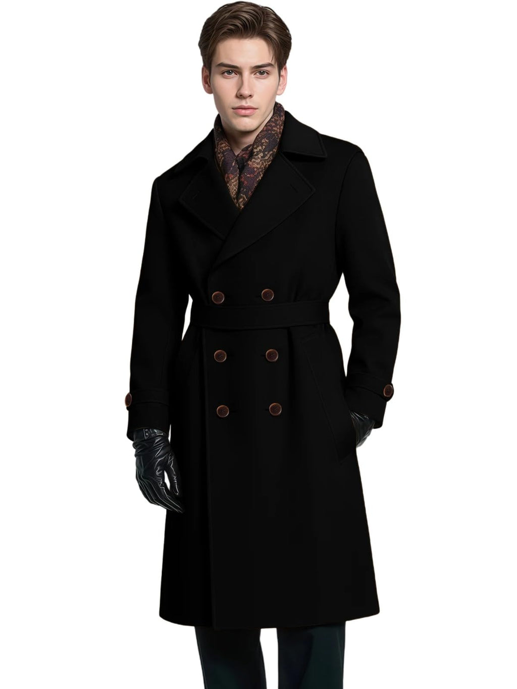 Wool Double-Breasted Long Coat – XS