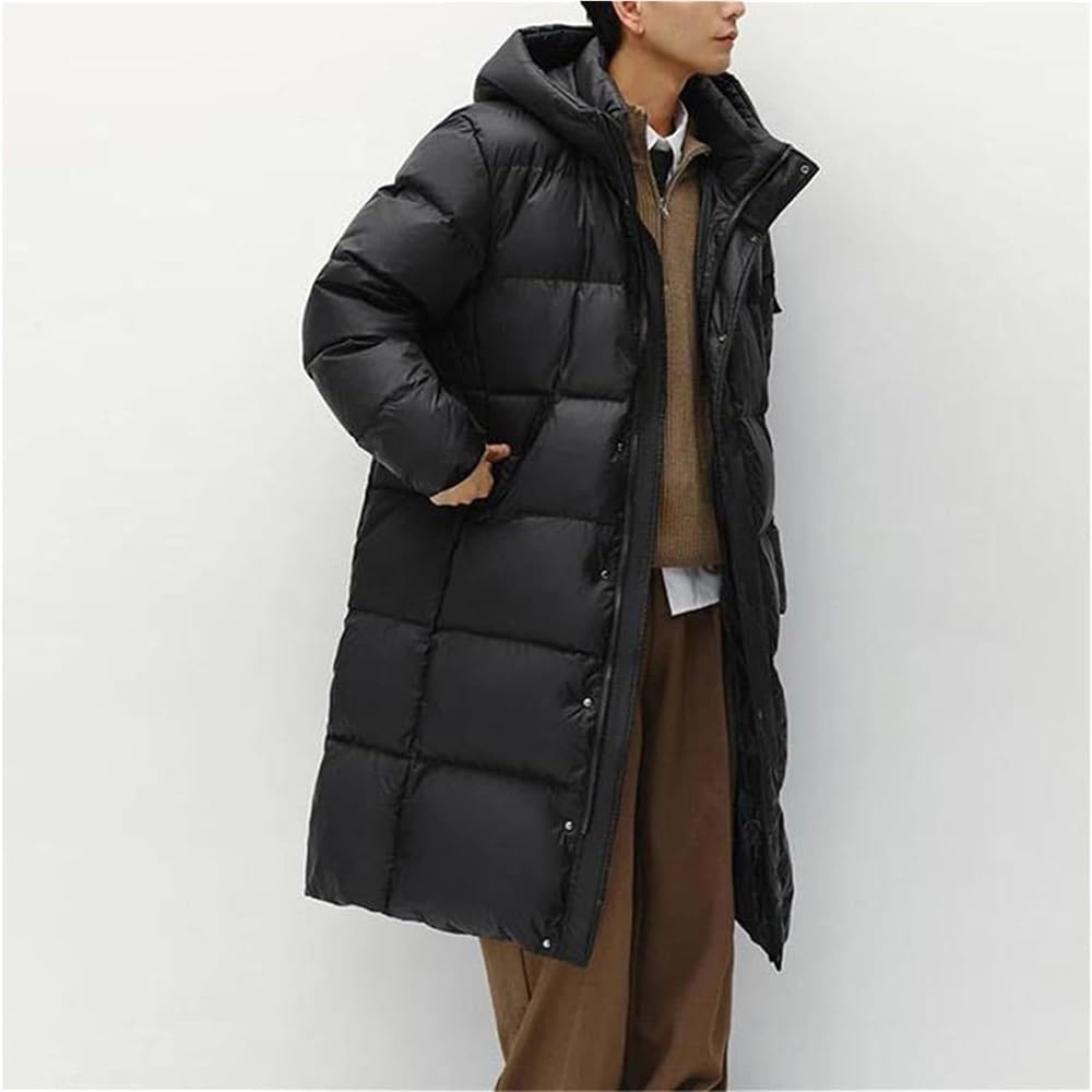 Long Hooded Insulated Puffer Jacket – Black XL