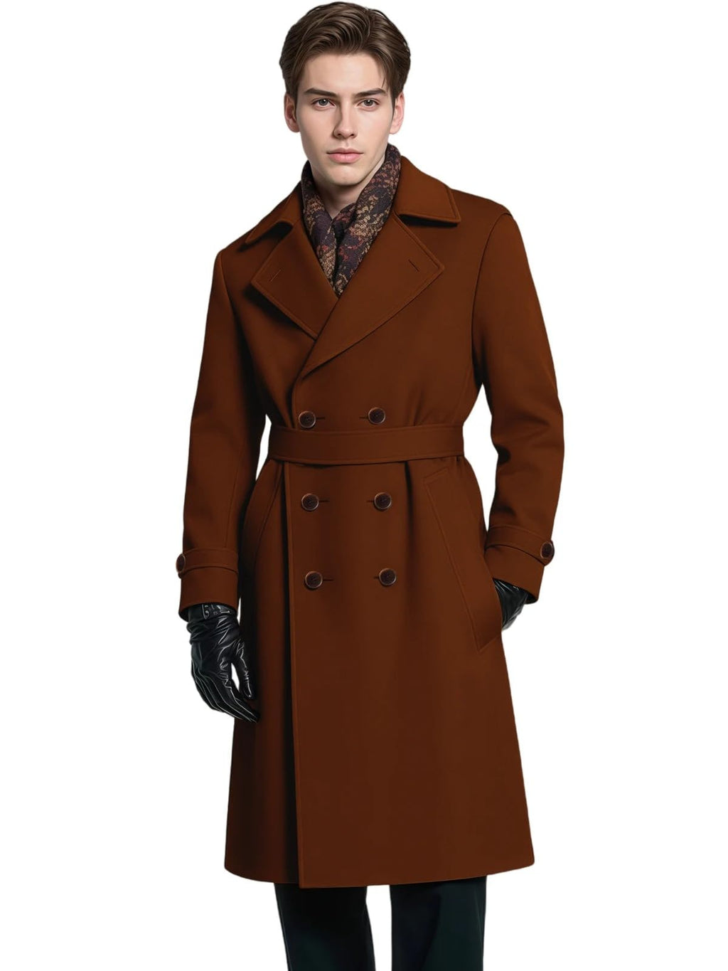 Wool Double-Breasted Long Coat – XS