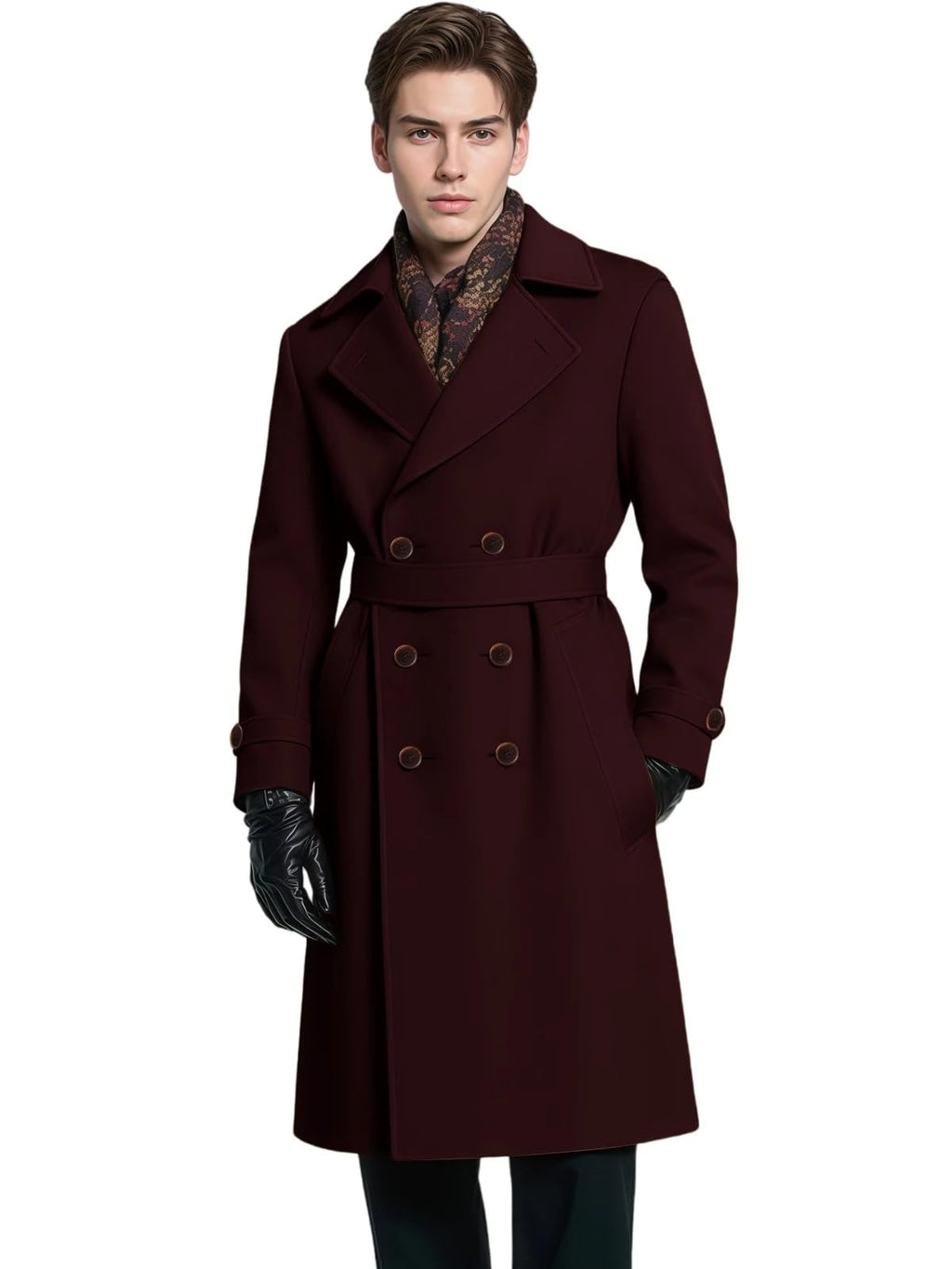 Wool Double-Breasted Long Coat – XS