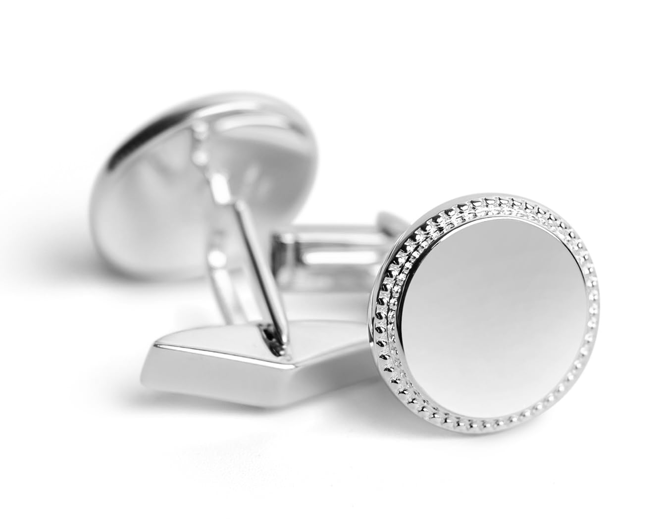 Sterling Silver Beaded Edge Cufflinks