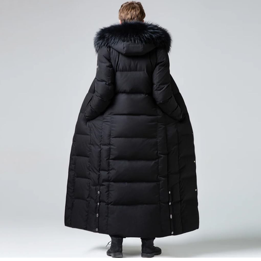 Long Hooded Down Puffer Coat – Black 4XL