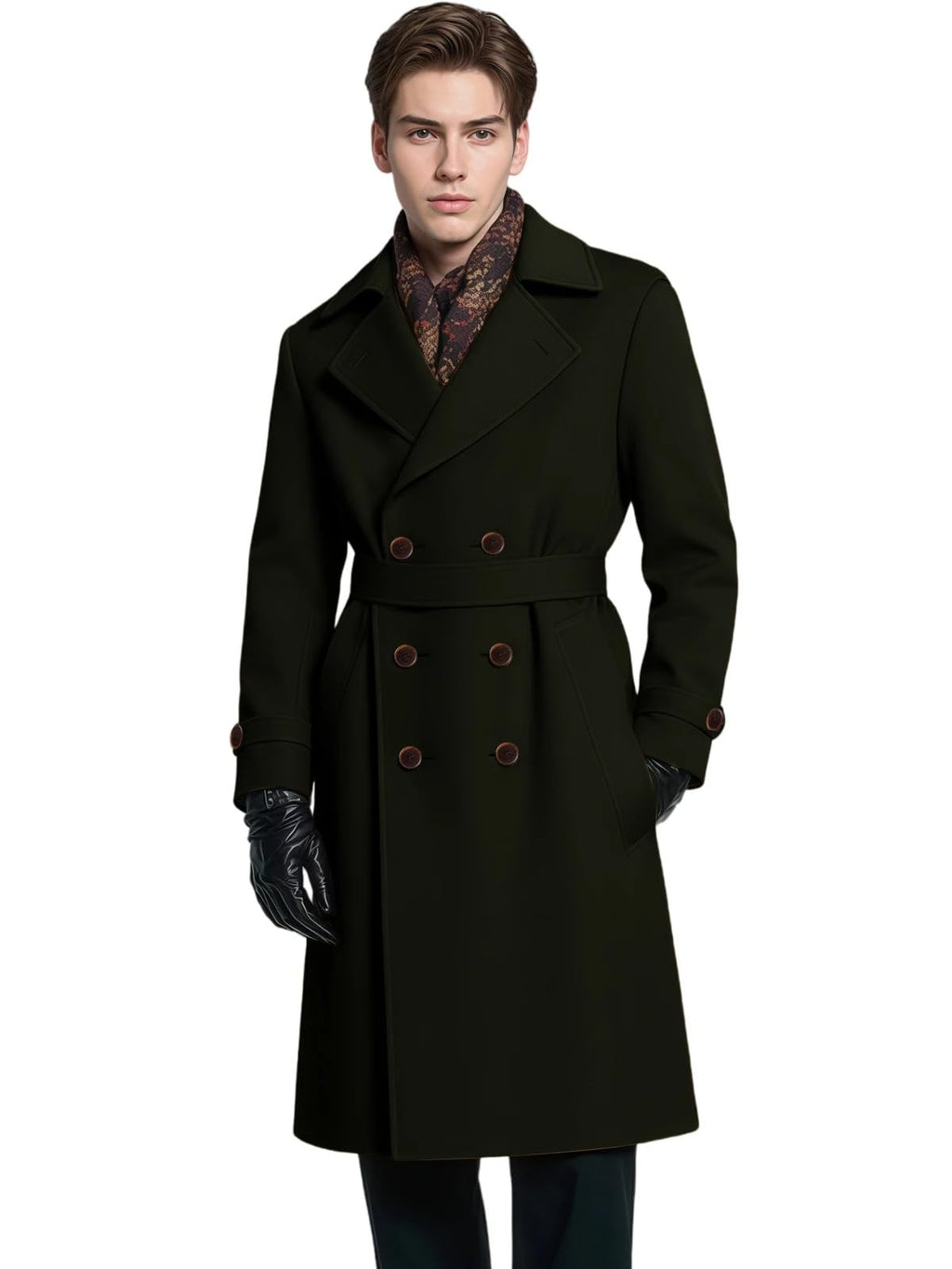 Wool Double-Breasted Long Coat – XS