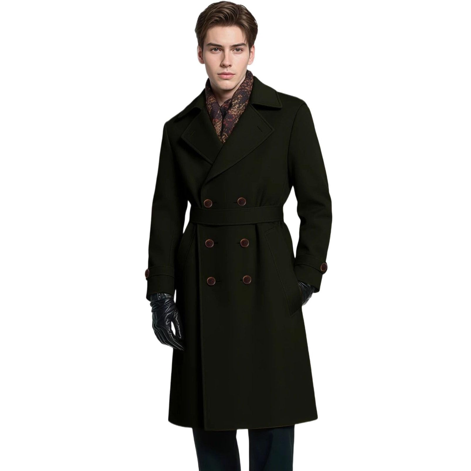 Wool Double-Breasted Long Coat – XS