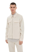 Linen Zip Jacket – Ivory XL