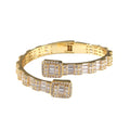 Contrast-Tone Moissanite Open Bangle – Yellow Gold Finish