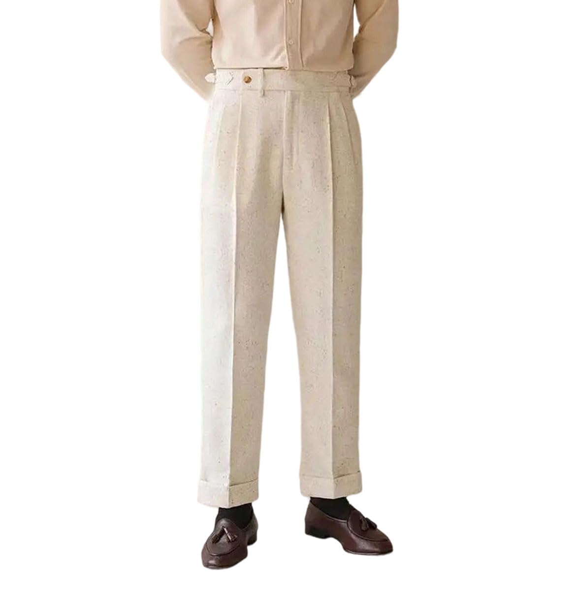 High Waist Pleated Trousers – Apricot