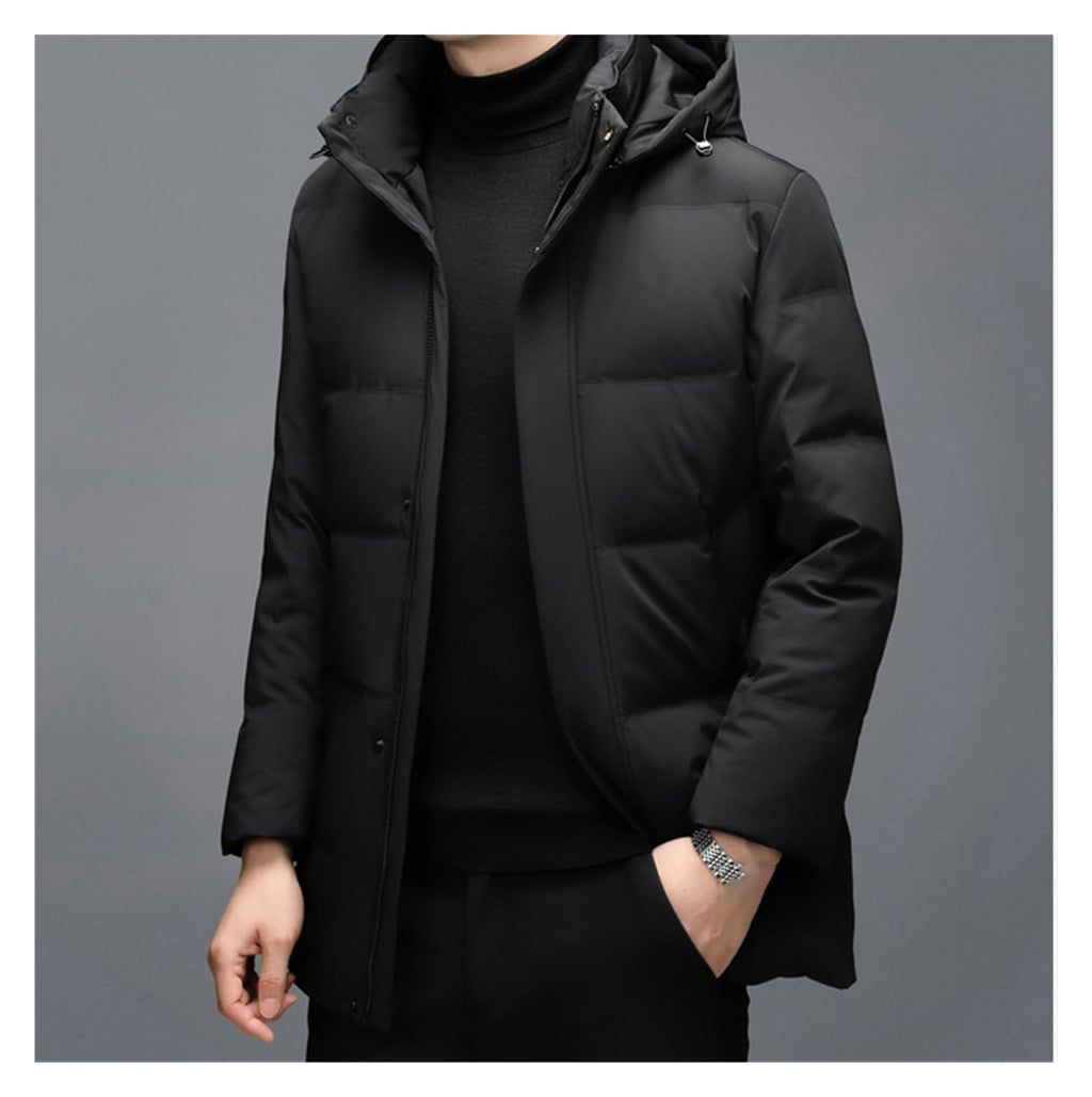 Quilted Down Parka Jacket – Black L