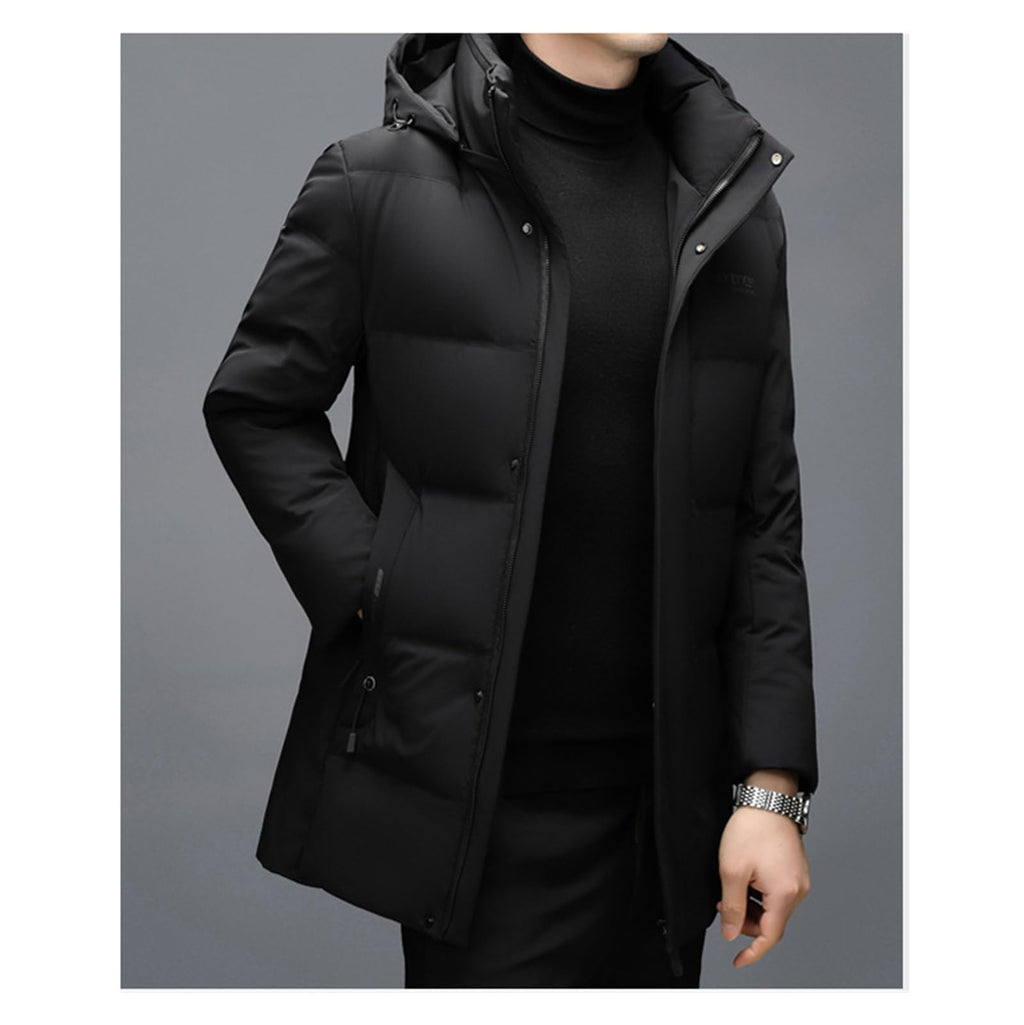 Quilted Down Parka Jacket – Black L