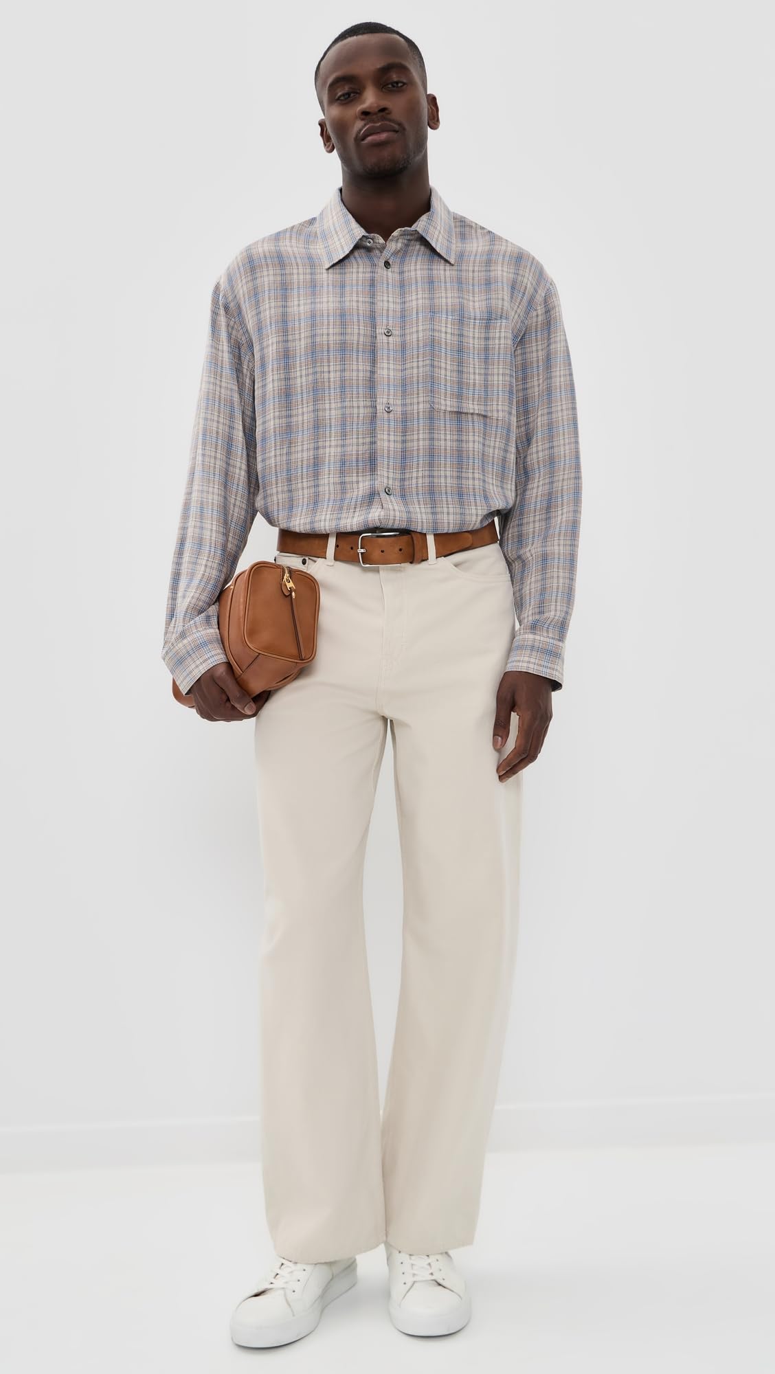 FRAME Men's Linen Blend Plaid Shirt