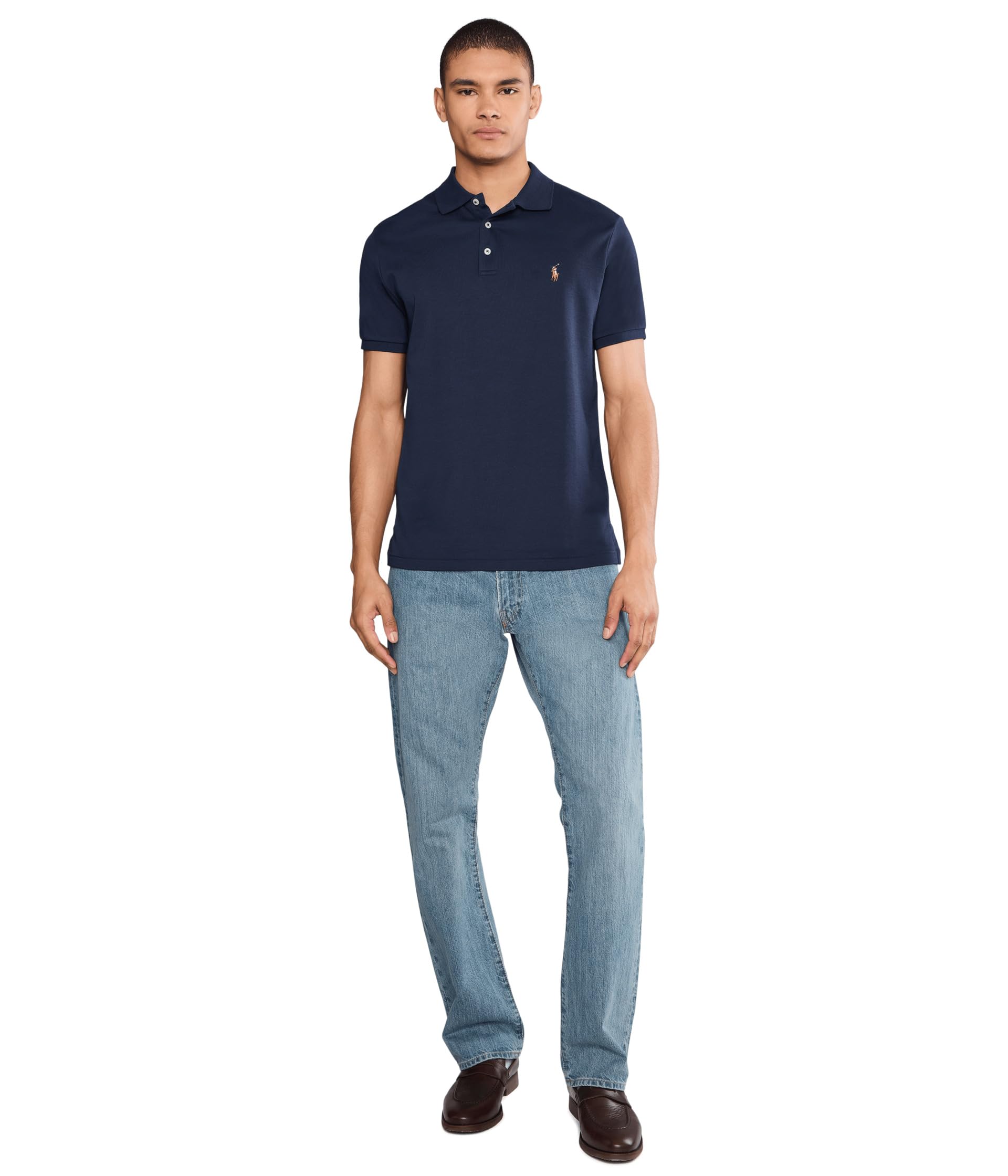 Slim Fit Cotton Polo Shirt – Navy XS
