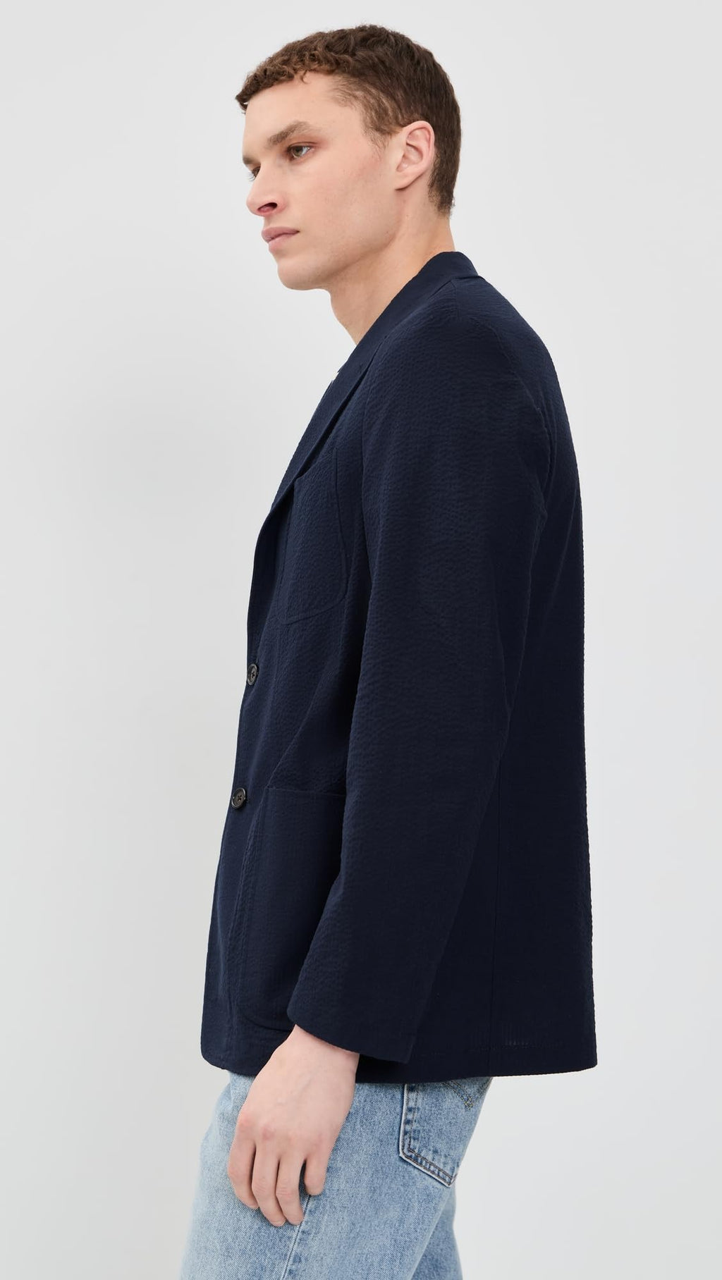 Gitman Vintage Men's Seersucker Blazer, Navy, S