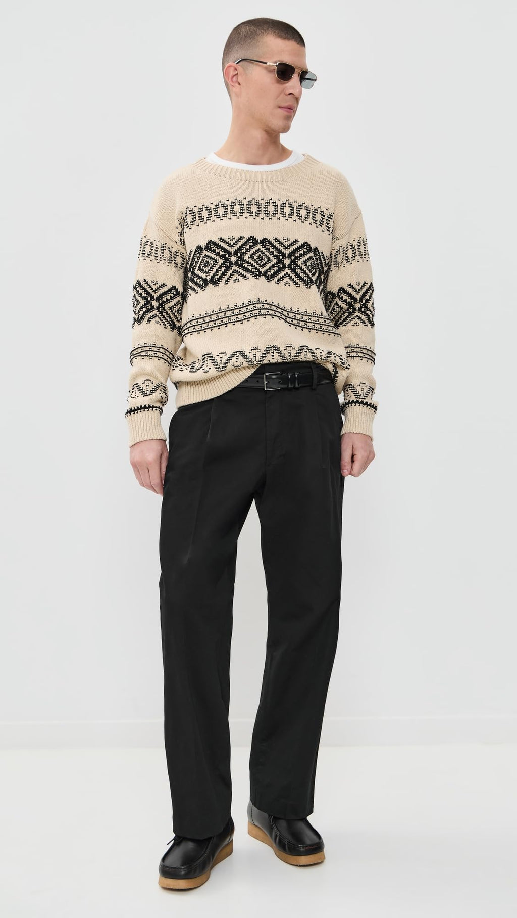Relaxed Pleated Cotton Trousers – Black 36W