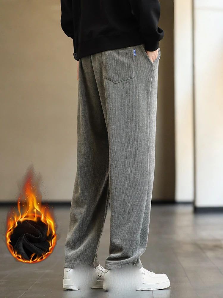 Fleece-Lined Track Pants – Grey 26W