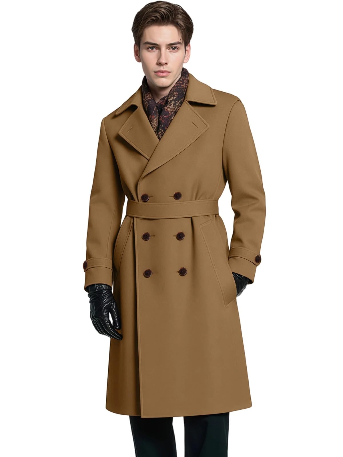 Wool Double-Breasted Long Coat – XS