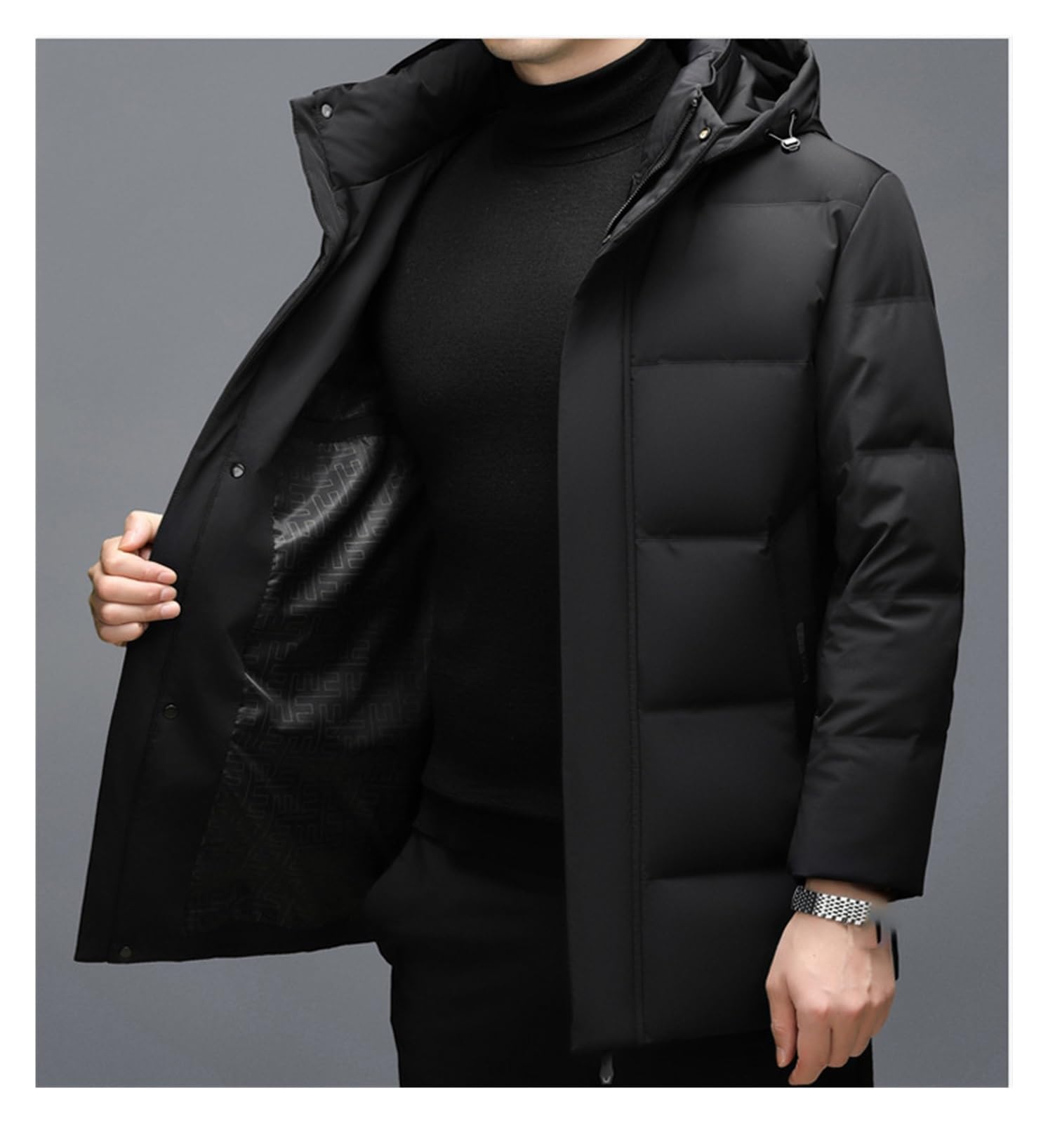 Quilted Down Parka Jacket – Black L