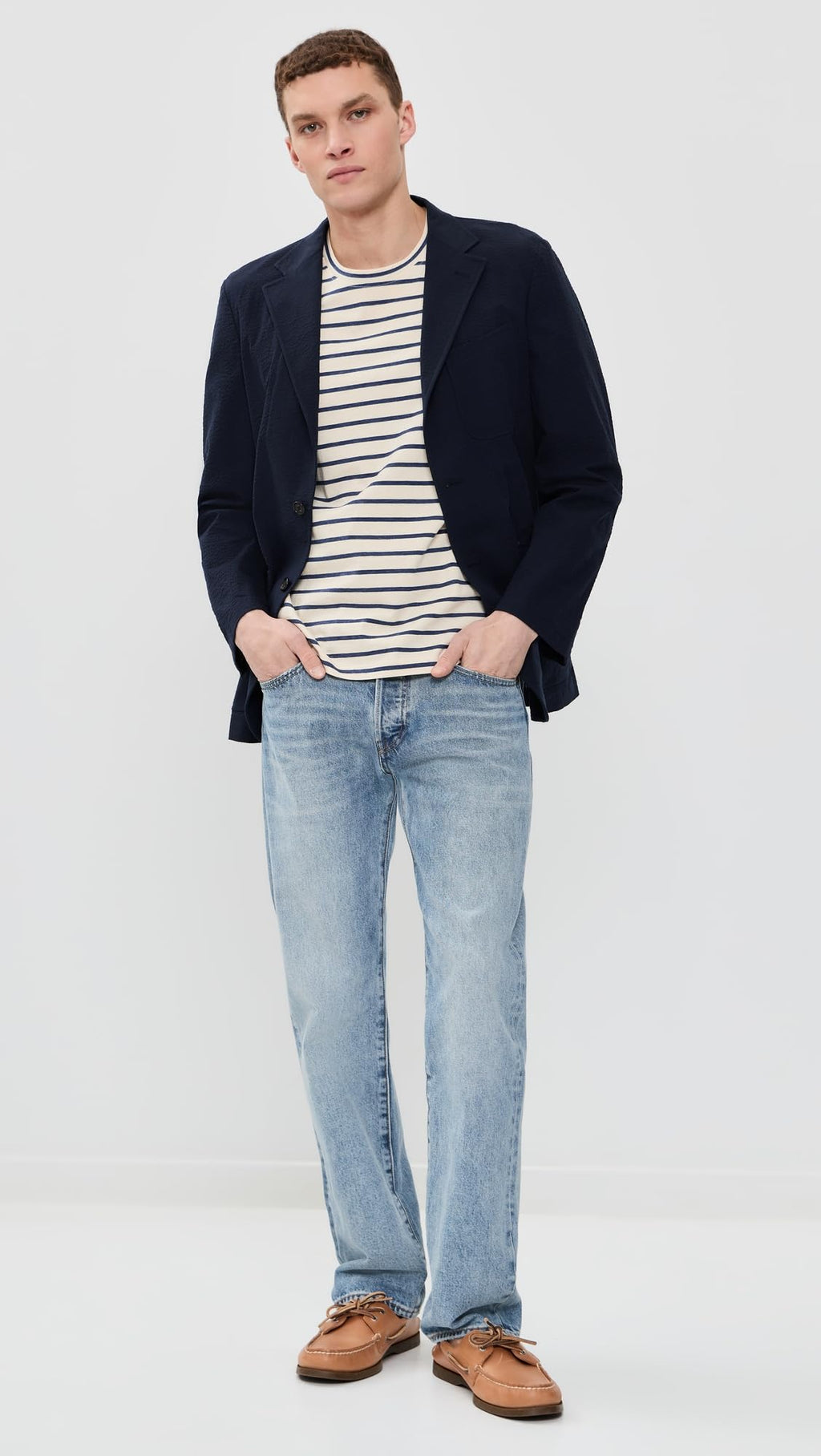 Gitman Vintage Men's Seersucker Blazer, Navy, S