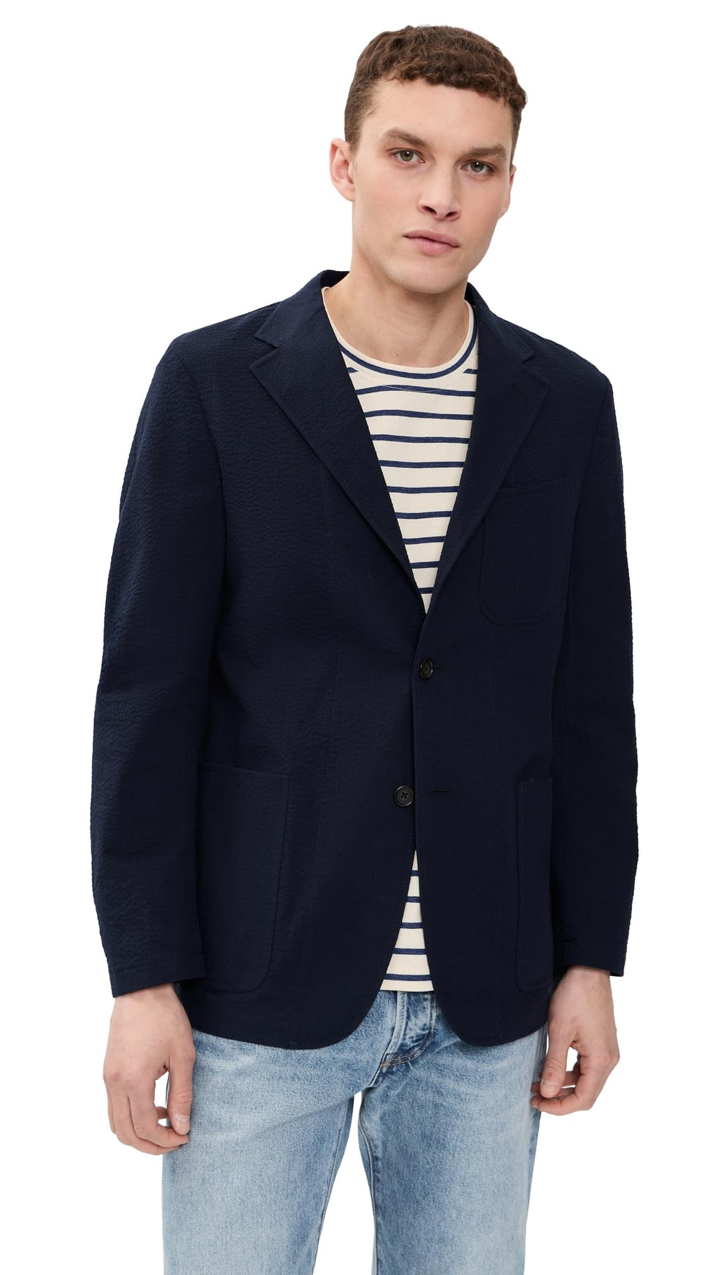Gitman Vintage Men's Seersucker Blazer, Navy, S