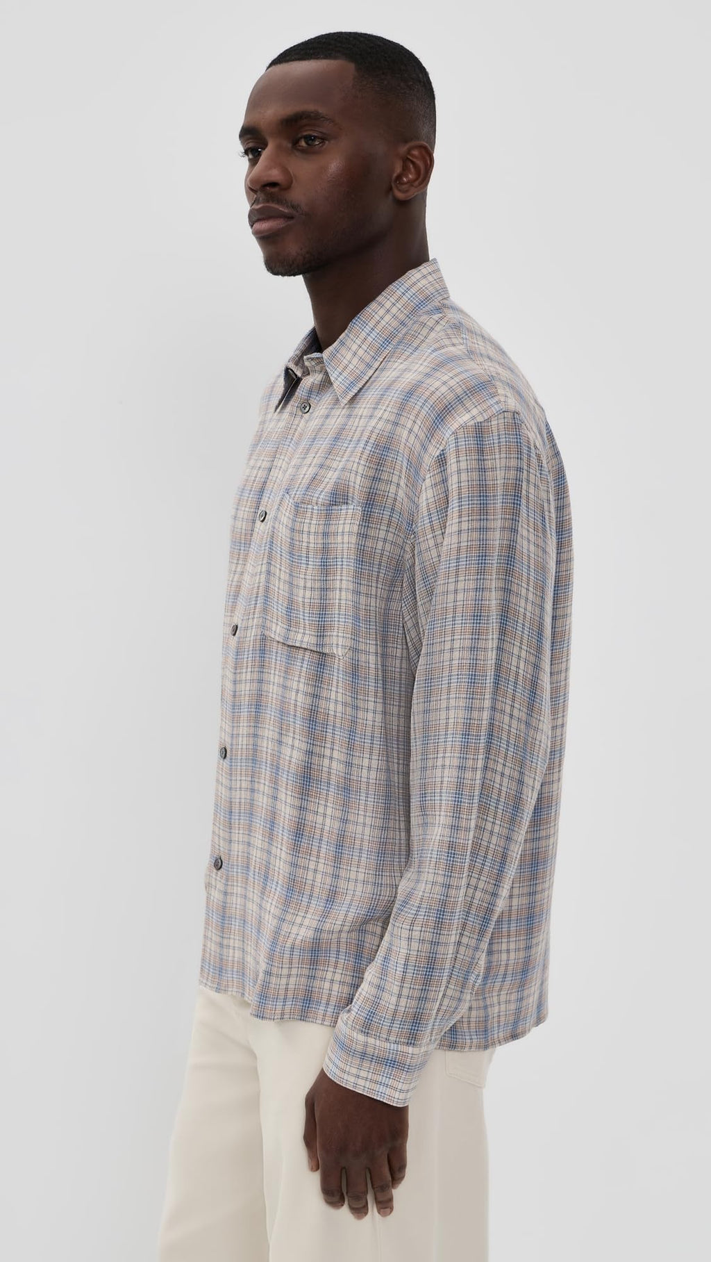 FRAME Men's Linen Blend Plaid Shirt