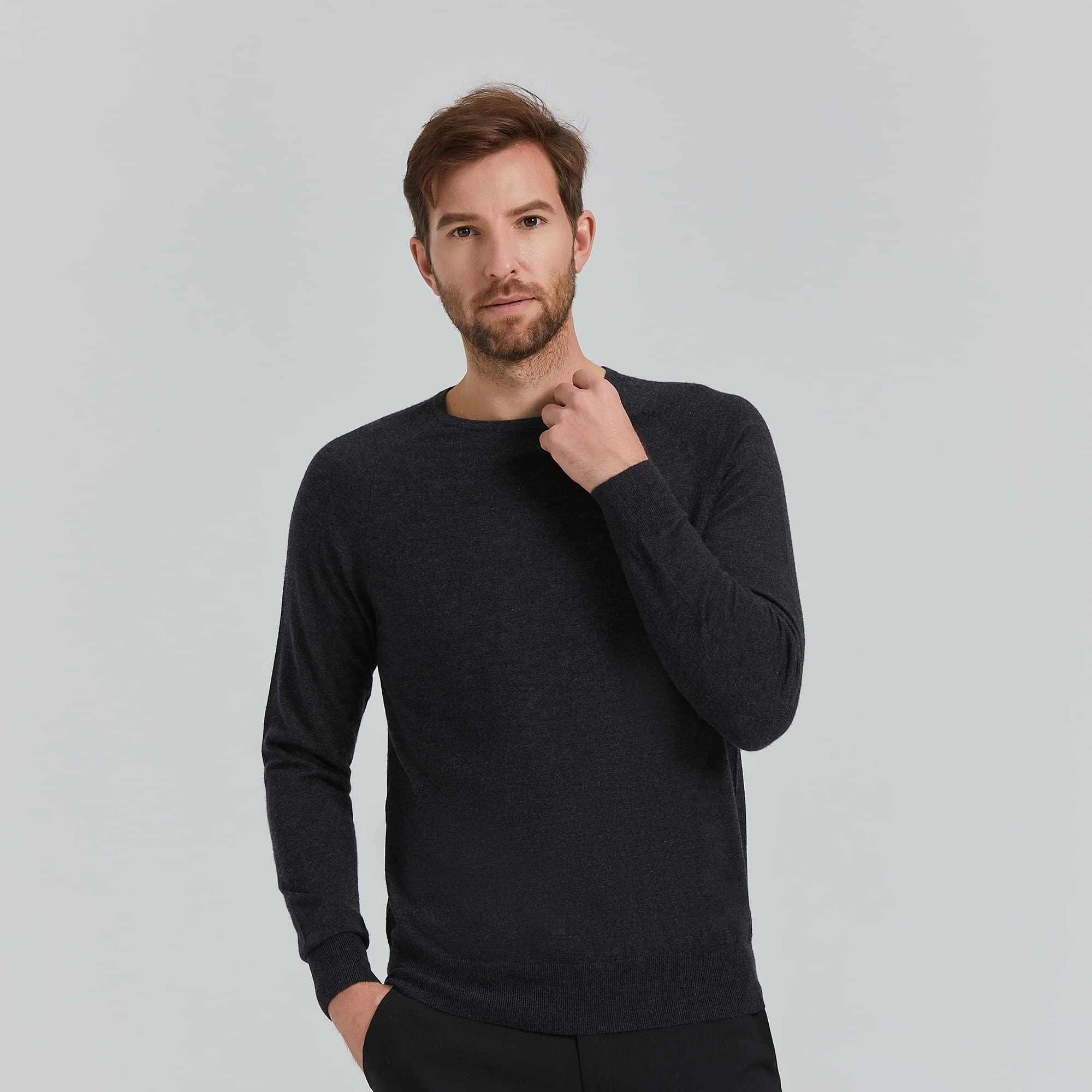 Cashmere Raglan Crewneck Sweater – Dark Grey M