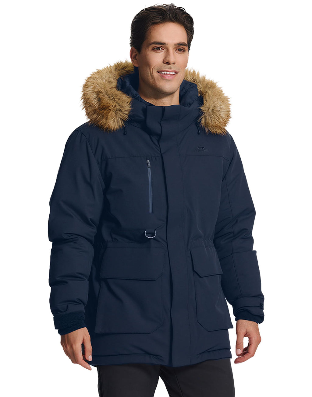 Insulated Down Parka Jacket with Faux Fur Hood