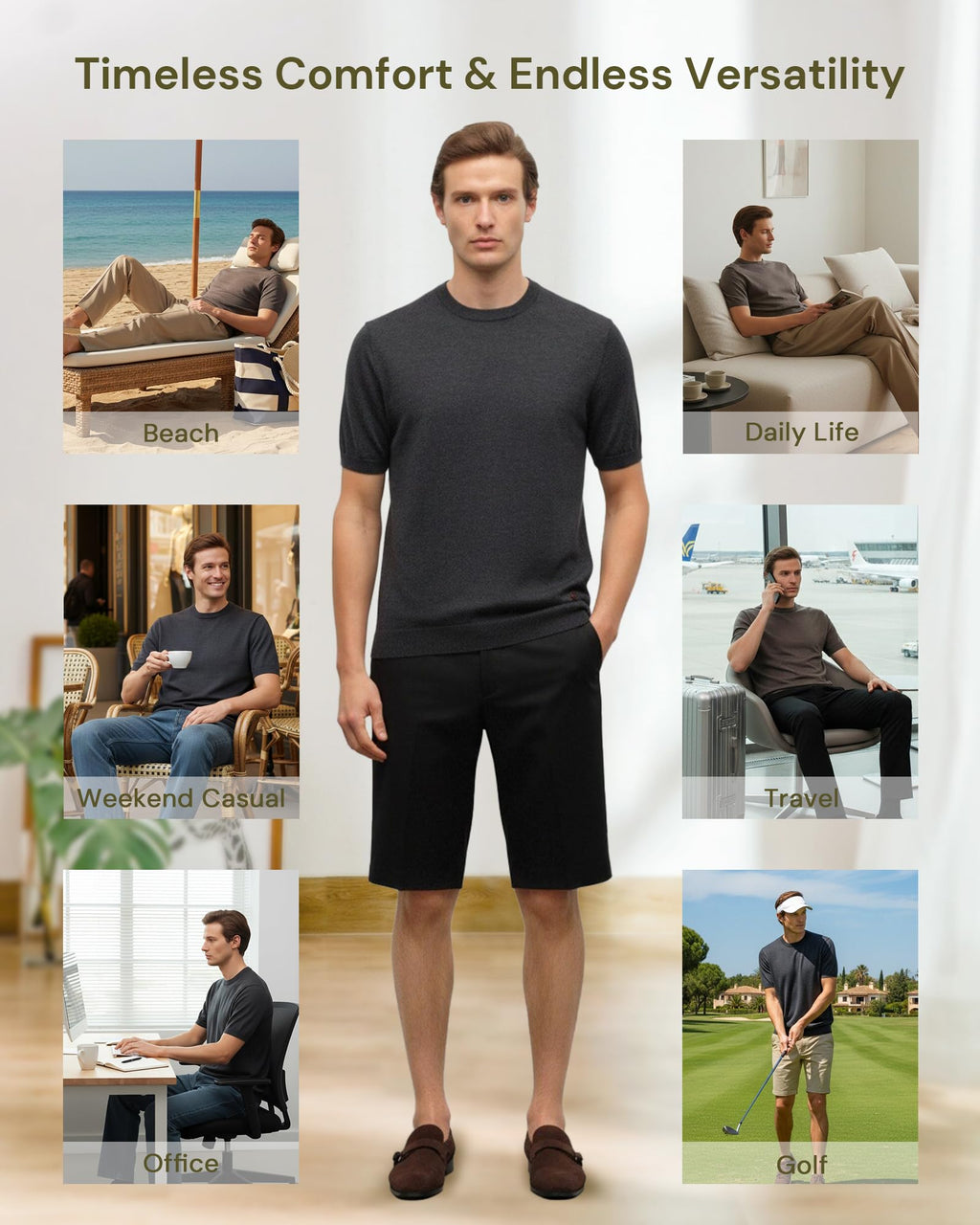 Cashmere Knit Crewneck T-Shirt