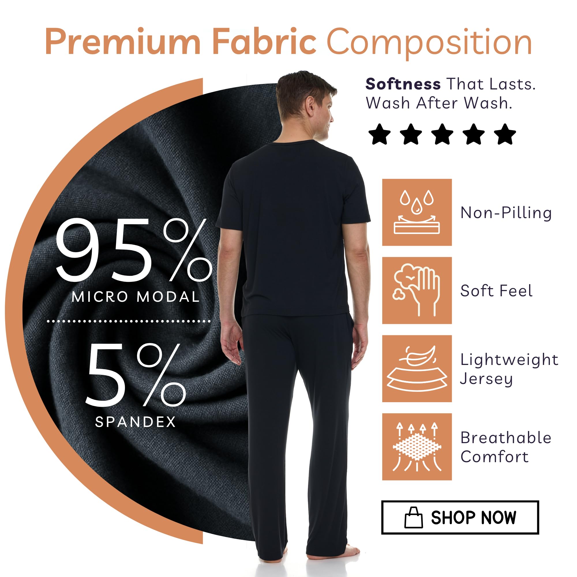 Micro Modal Pajama Set – Black XL