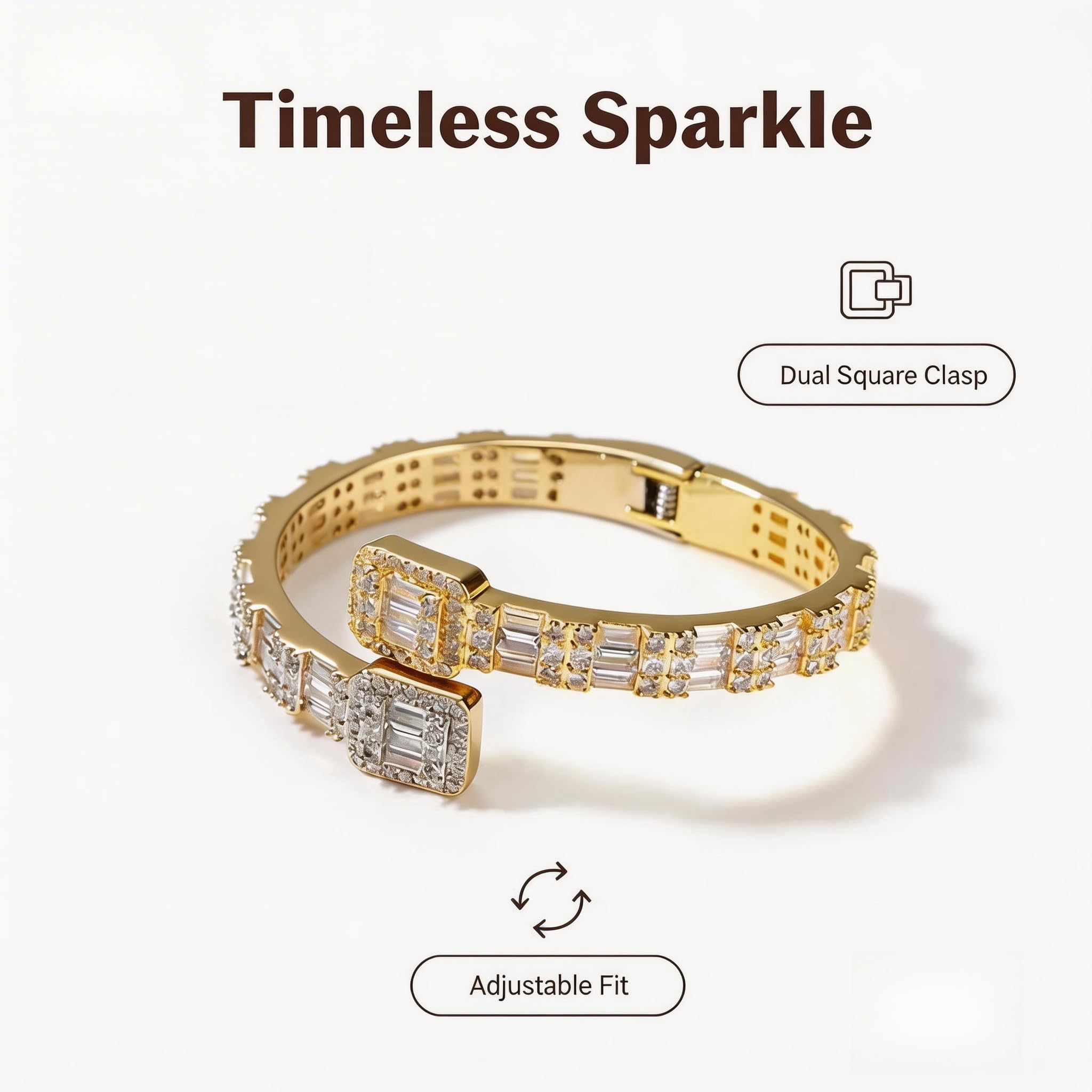 Contrast-Tone Moissanite Open Bangle – Yellow Gold Finish