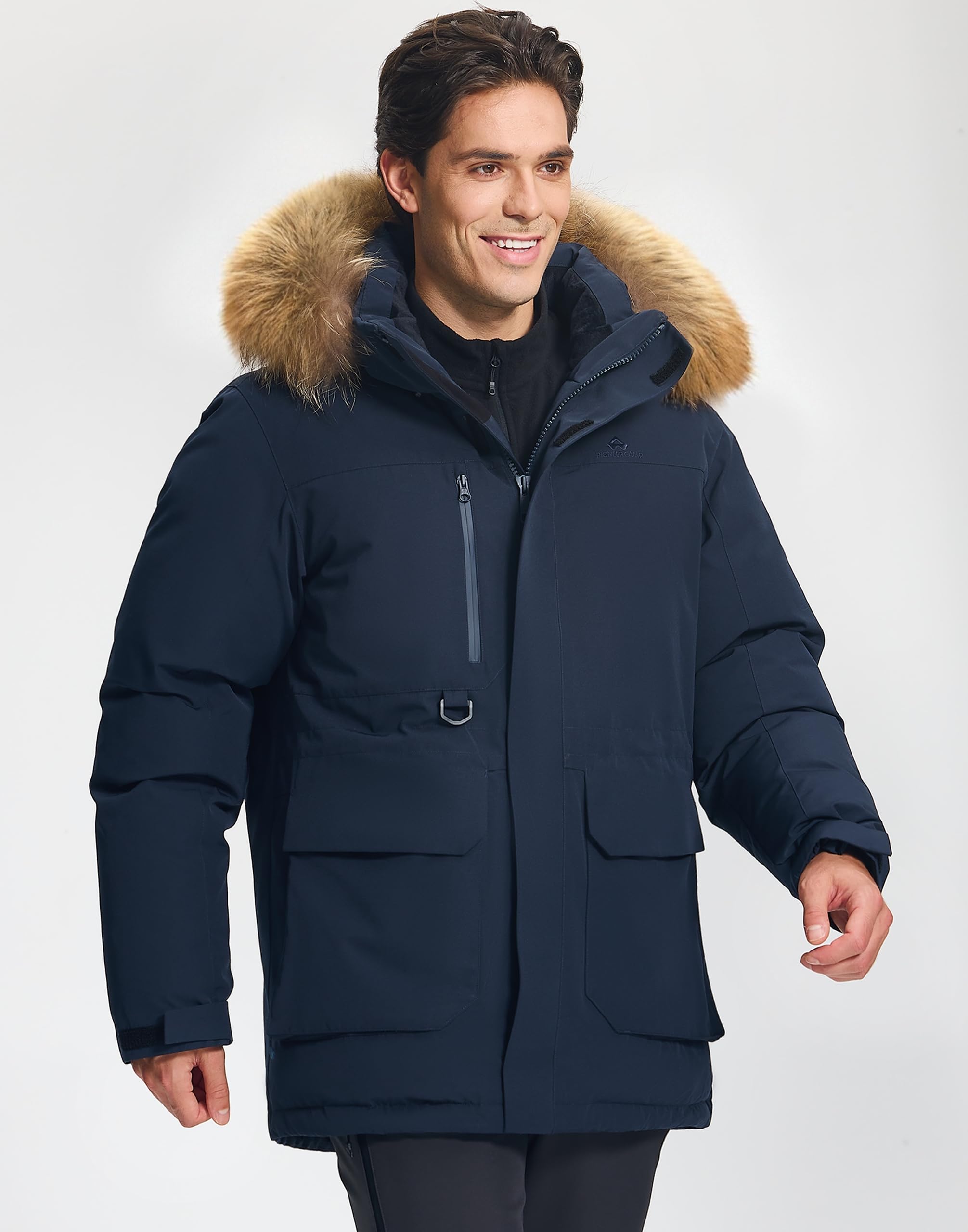 Insulated Down Parka Jacket with Faux Fur Hood