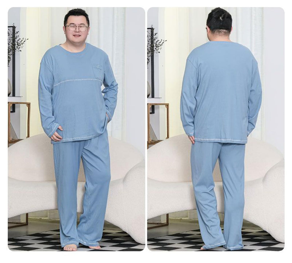 Long Sleeve Pajama Set – Light Blue 4XL