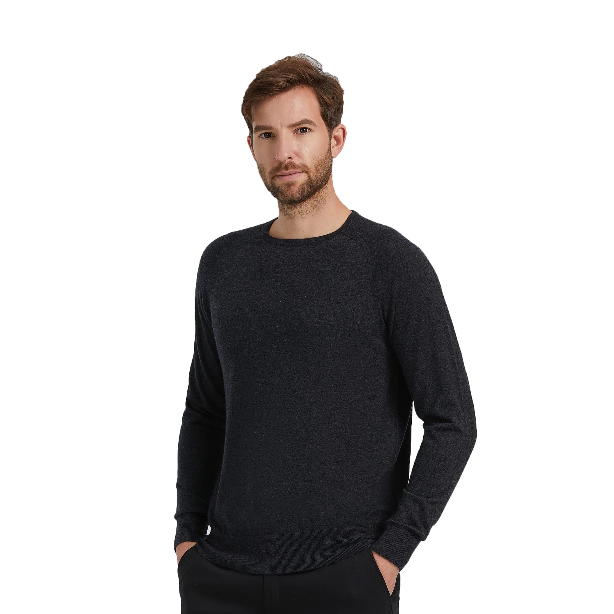 Cashmere Raglan Crewneck Sweater – Dark Grey M