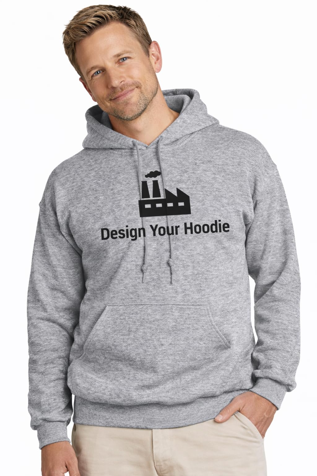 Custom Cotton Hoodie – Sports Grey