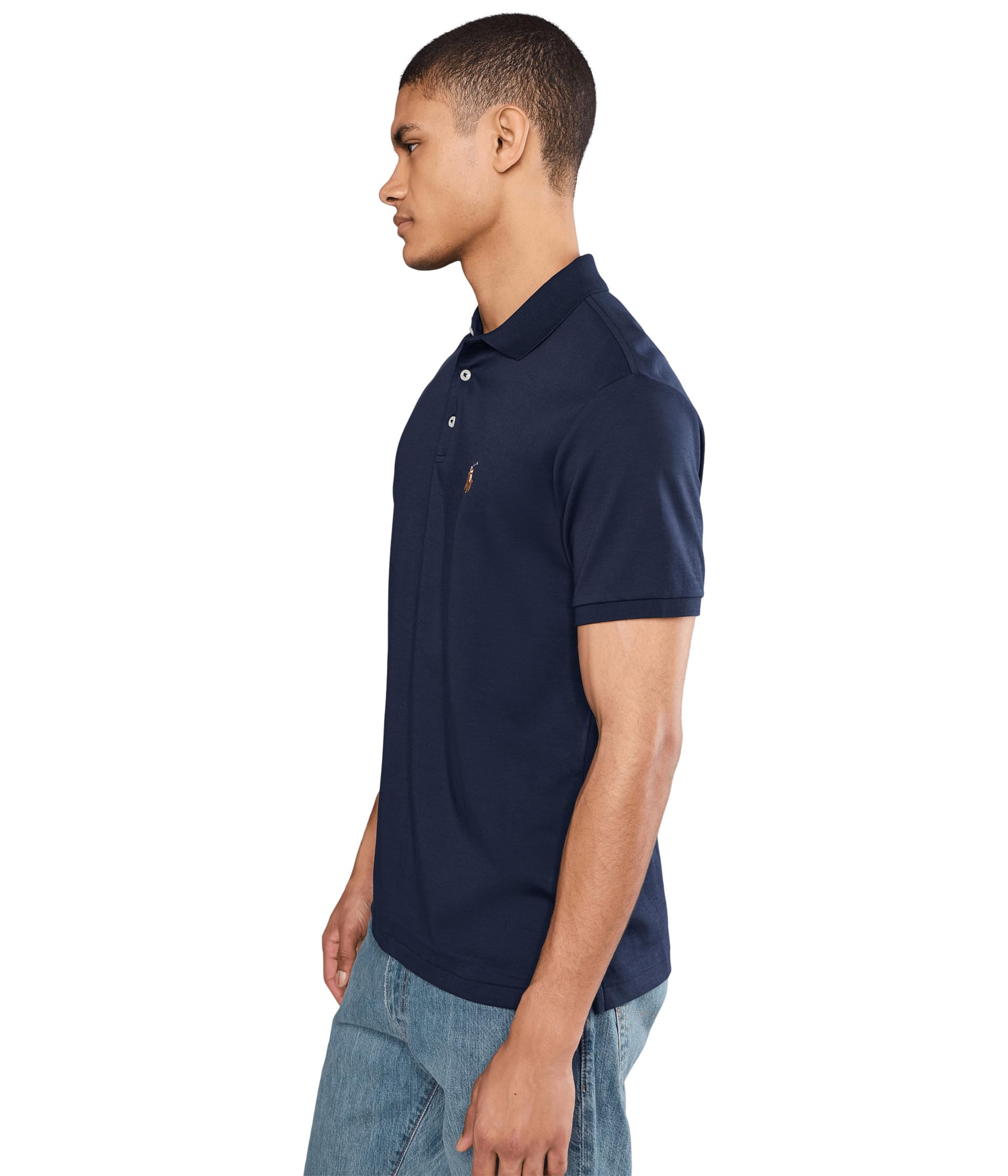 Slim Fit Cotton Polo Shirt – Navy XS
