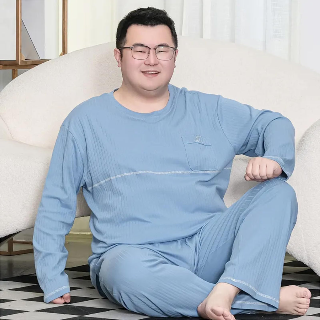 Long Sleeve Pajama Set – Light Blue 4XL