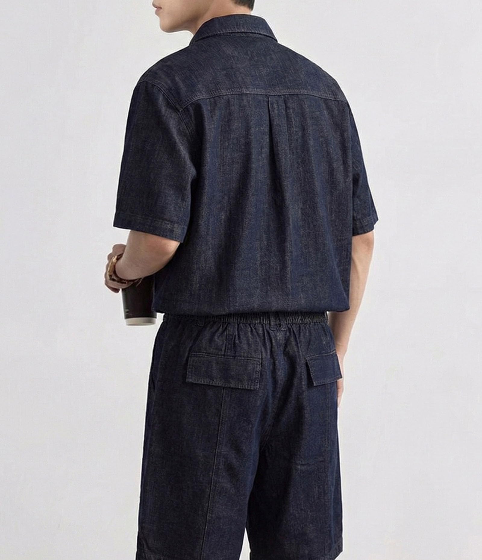 Denim Polo & Shorts Set – Blue 3XL