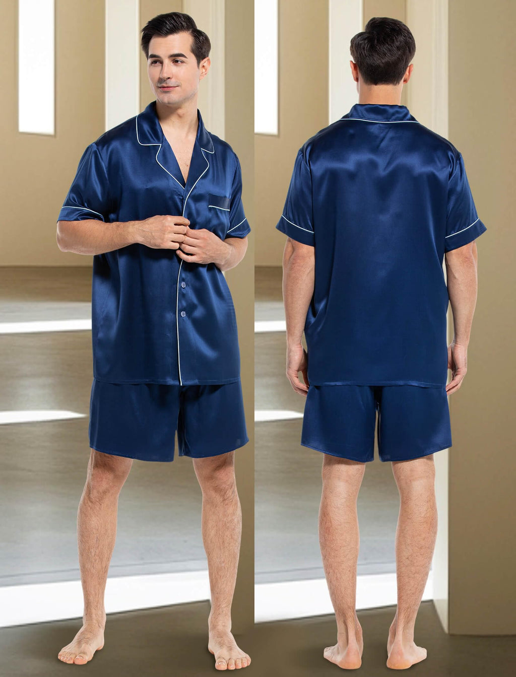 Mulberry Silk Pajama Set – Navy XXL