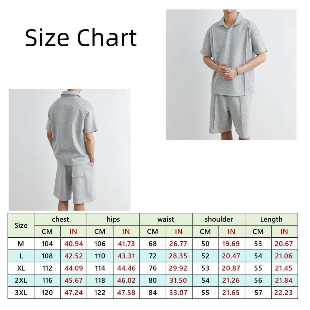 Polo Shirt & Shorts Set – Grey XXL
