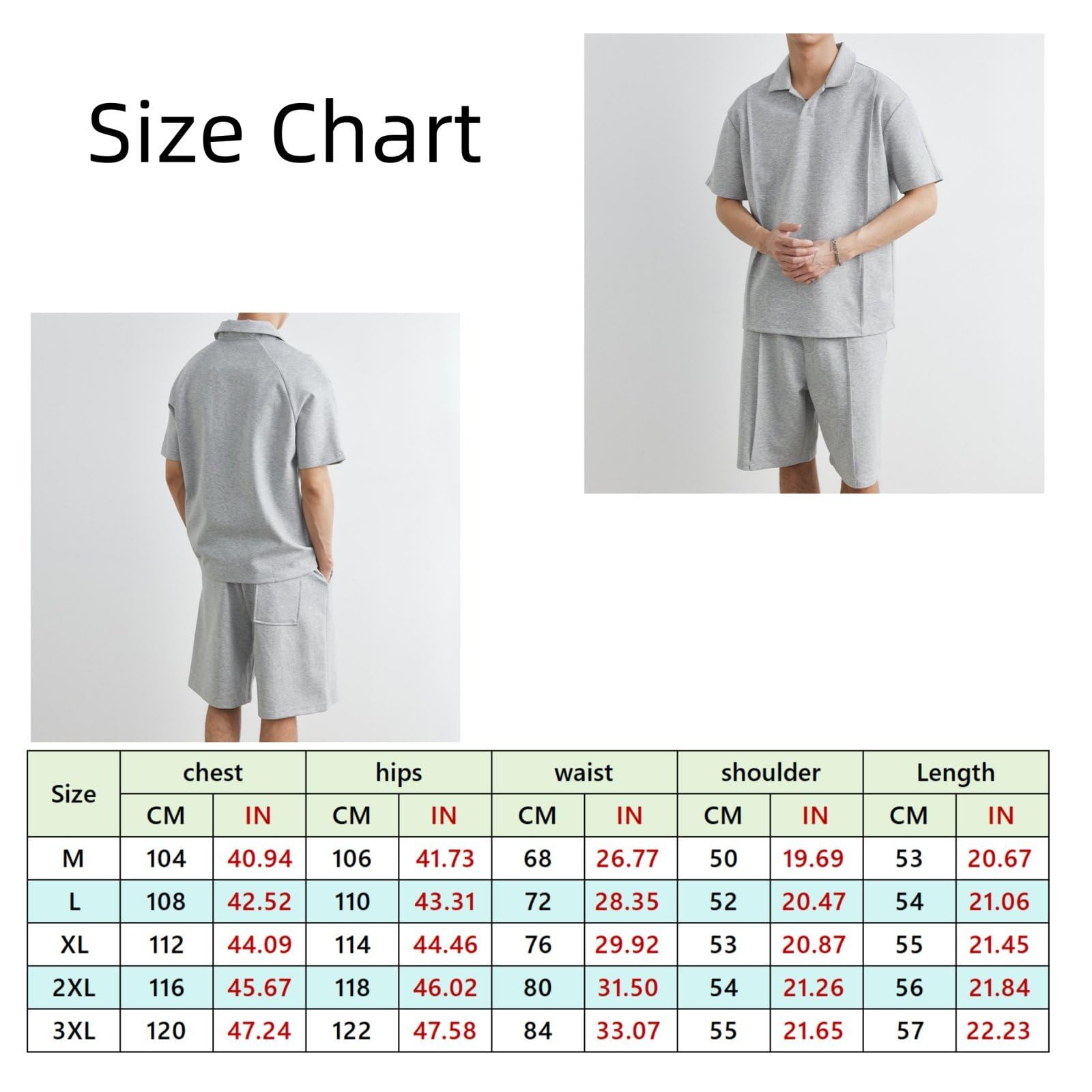 Polo Shirt & Shorts Set – Grey XXL
