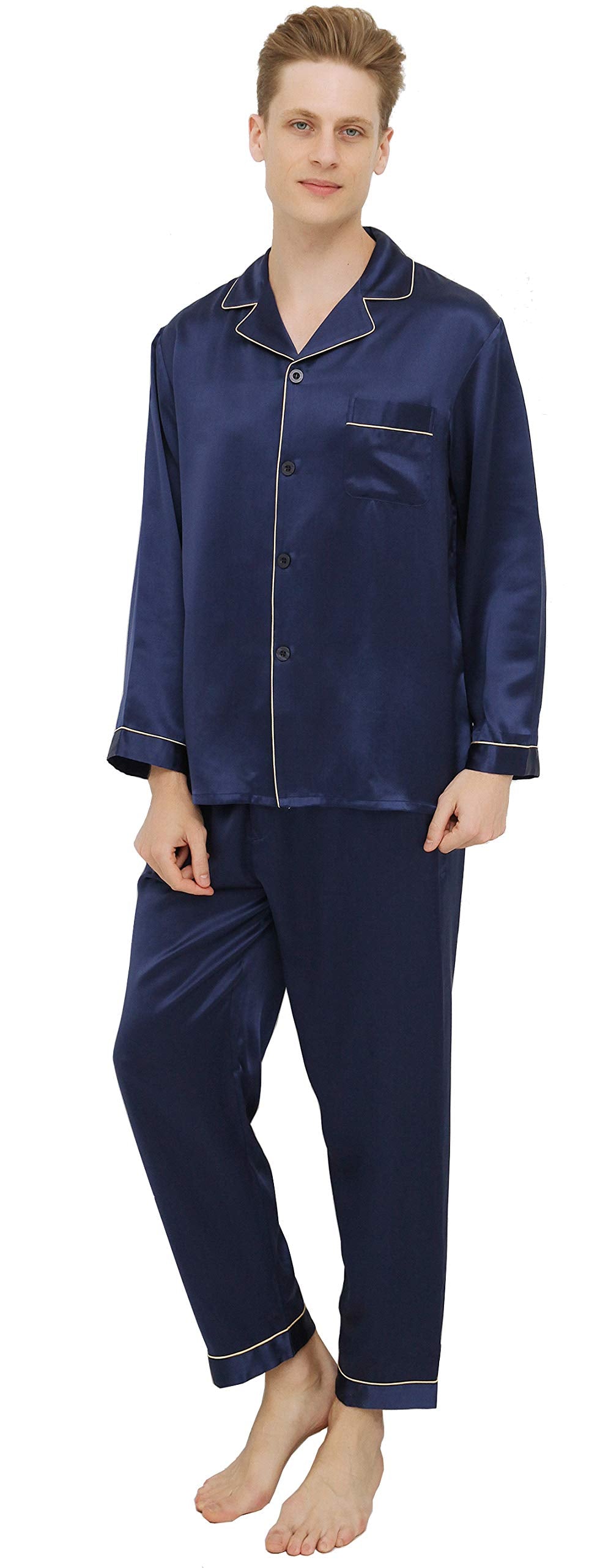 Silk Pajama Set – Blue L