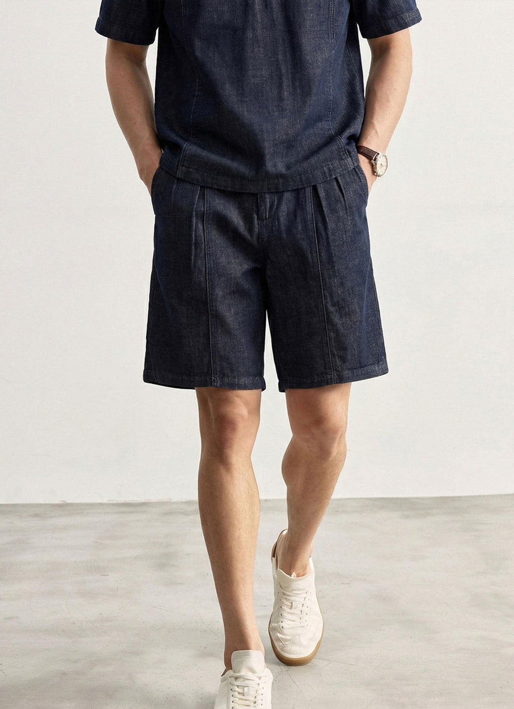 Denim Polo & Shorts Set – Blue 3XL