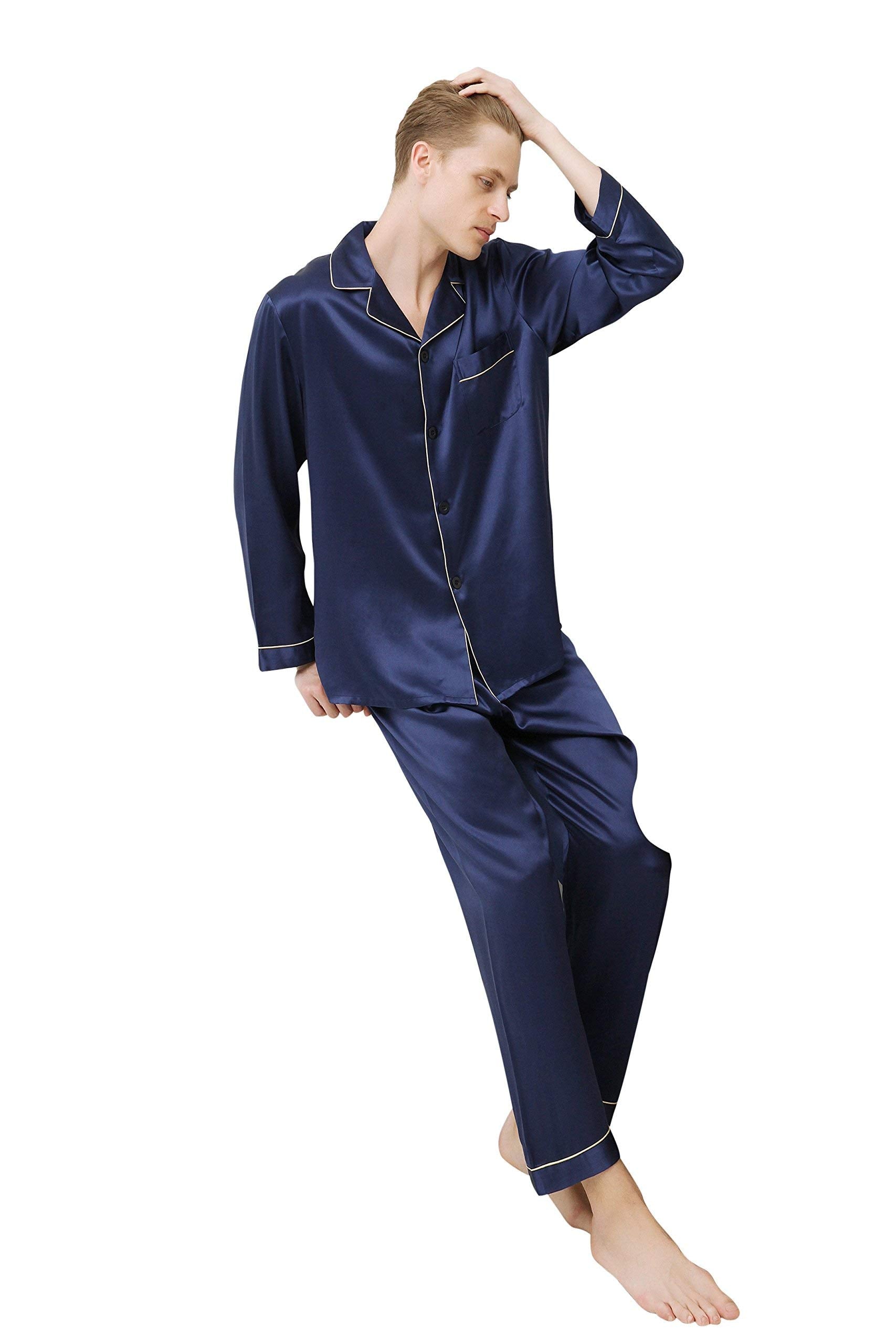 Silk Pajama Set – Blue L