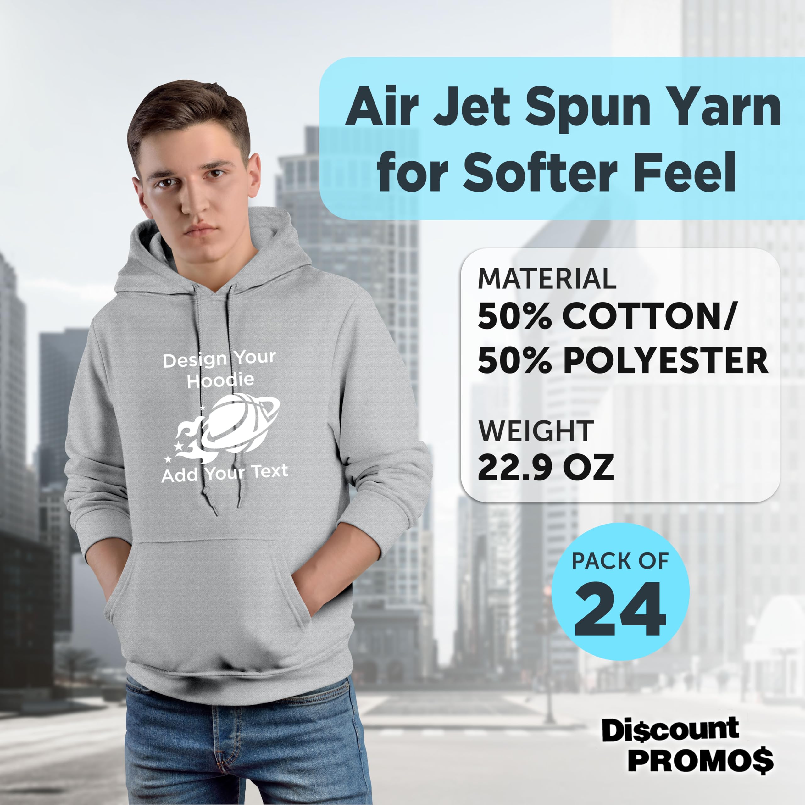 Custom Cotton Hoodie – Sports Grey