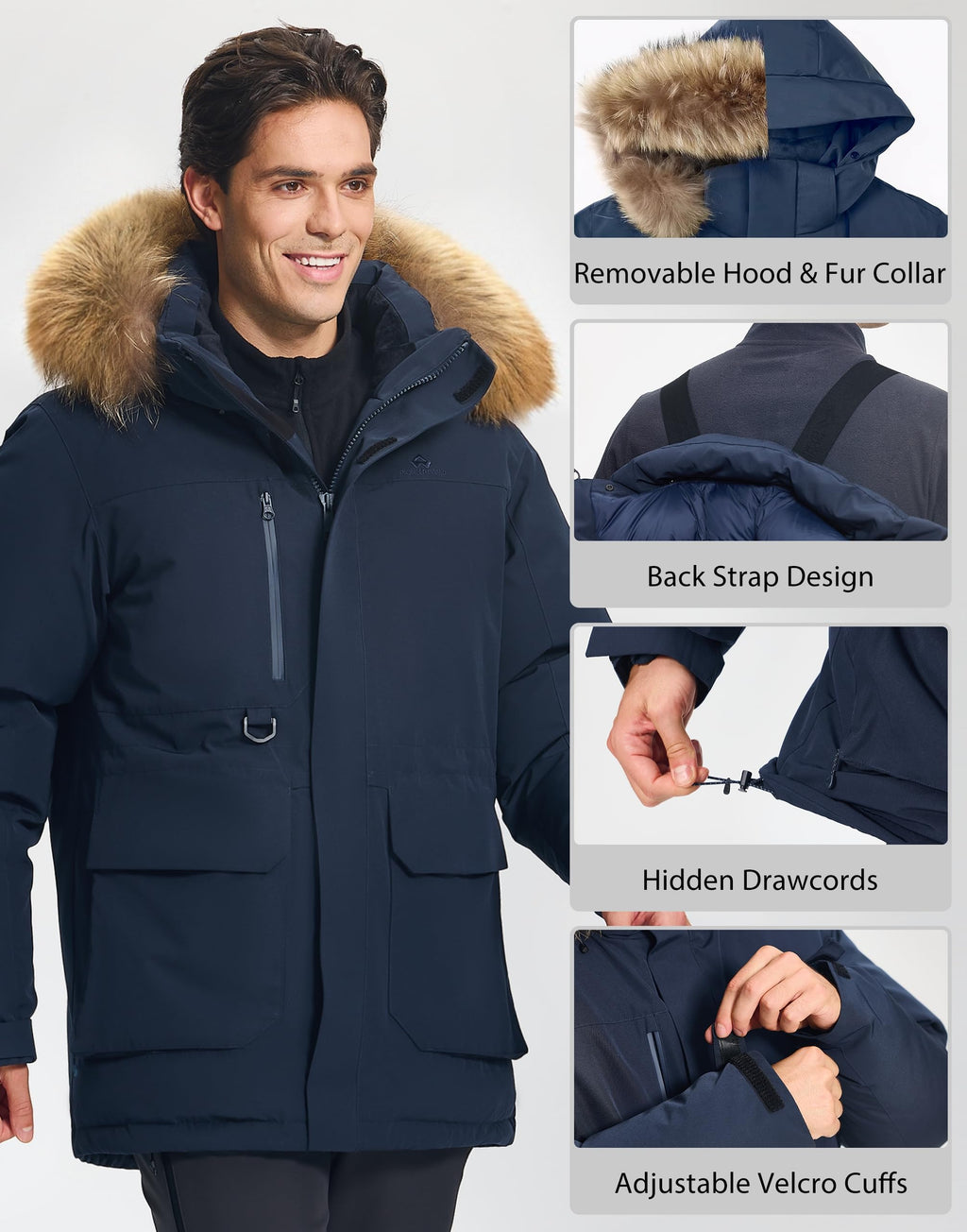 Insulated Down Parka Jacket with Faux Fur Hood