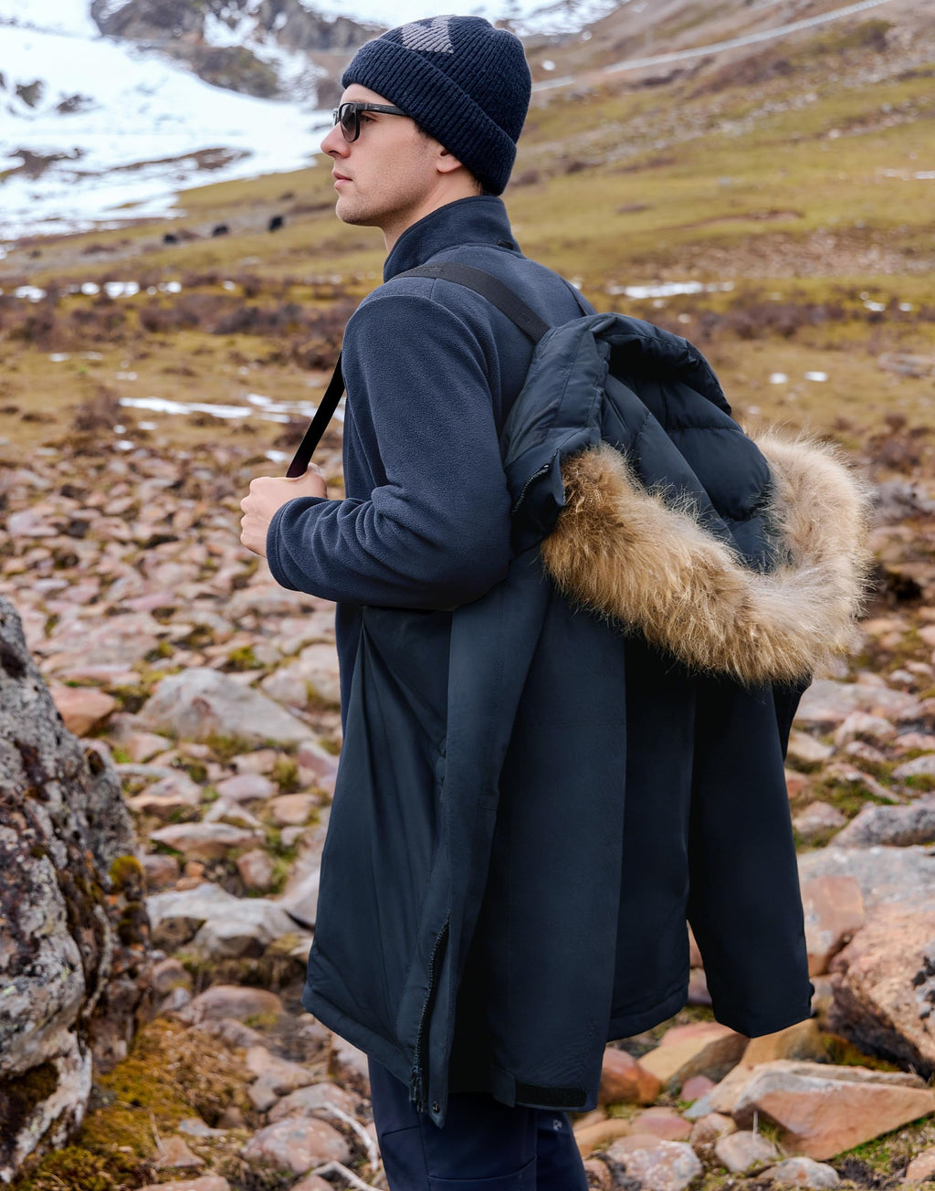Insulated Down Parka Jacket with Faux Fur Hood